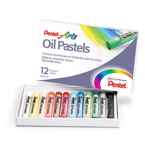 Pastelli a olio Pentel Arts Oil Pastel - 8 mm colori assortiti Conf. 12 pezzi - 0100524